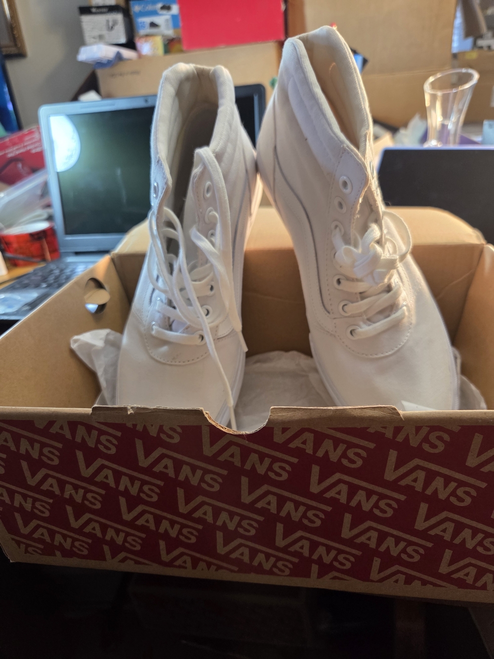 Vans Sk8-Hi Canvas Sneakers in Off-White - Picture 6 of 9